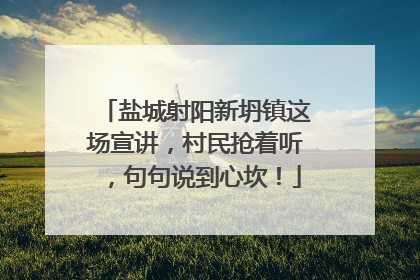盐城射阳新坍镇这场宣讲，村民抢着听，句句说到心坎！