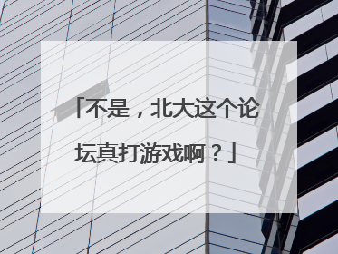 不是，北大这个论坛真打游戏啊？