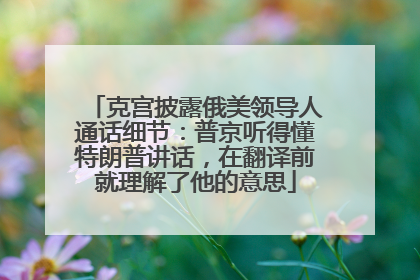 克宫披露俄美领导人通话细节：普京听得懂特朗普讲话，在翻译前就理解了他的意思
