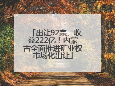 出让92宗、收益222亿！内蒙古全面推进矿业权市场化出让
