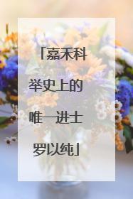 嘉禾科举史上的唯一进士罗以纯