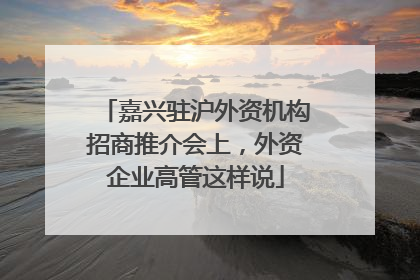 嘉兴驻沪外资机构招商推介会上，外资企业高管这样说