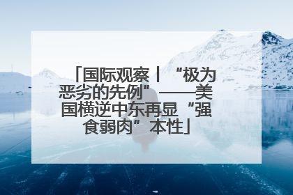 国际观察丨“极为恶劣的先例”——美国横逆中东再显“强食弱肉”本性