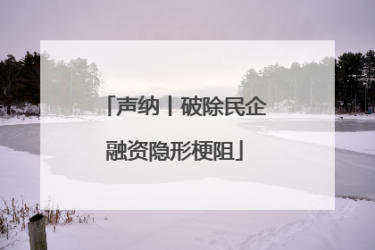 声纳丨破除民企融资隐形梗阻