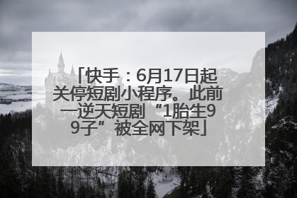 快手：6月17日起关停短剧小程序。此前一逆天短剧“1胎生99子”被全网下架