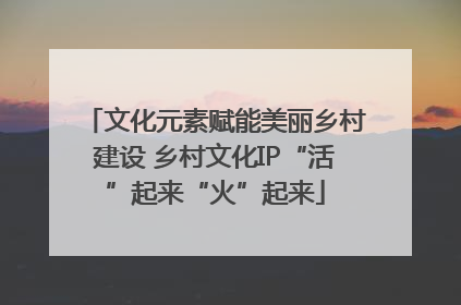 文化元素赋能美丽乡村建设 乡村文化IP“活”起来“火”起来