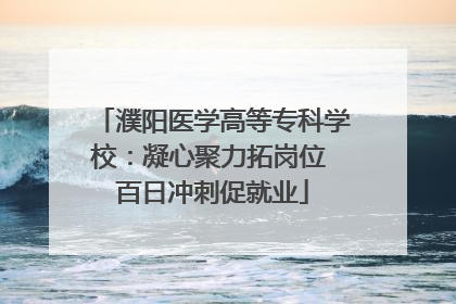 濮阳医学高等专科学校：凝心聚力拓岗位 百日冲刺促就业