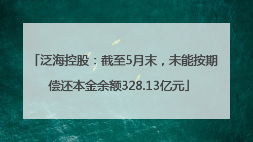 泛海控股：截至5月末，未能按期偿还本金余额328.13亿元