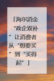 海尔消金“政企双补”让消费者从“想要买”到“买得起”