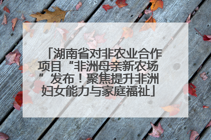 湖南省对非农业合作项目“非洲母亲新农场”发布！聚焦提升非洲妇女能力与家庭福祉