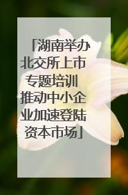 湖南举办北交所上市专题培训 推动中小企业加速登陆资本市场