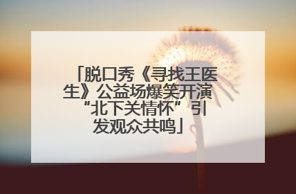 脱口秀《寻找王医生》公益场爆笑开演 “北下关情怀”引发观众共鸣