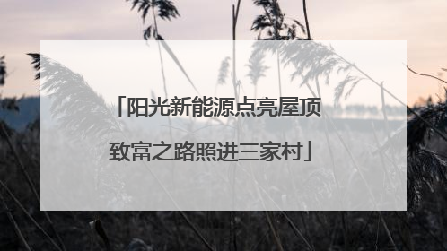 阳光新能源点亮屋顶 致富之路照进三家村