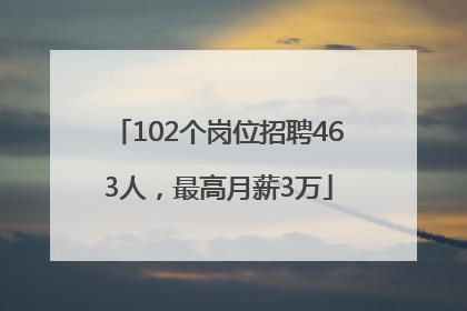 102个岗位招聘463人，最高月薪3万