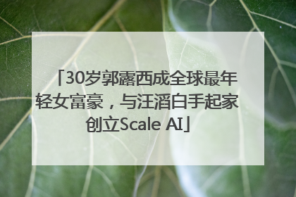 30岁郭露西成全球最年轻女富豪，与汪滔白手起家创立Scale AI